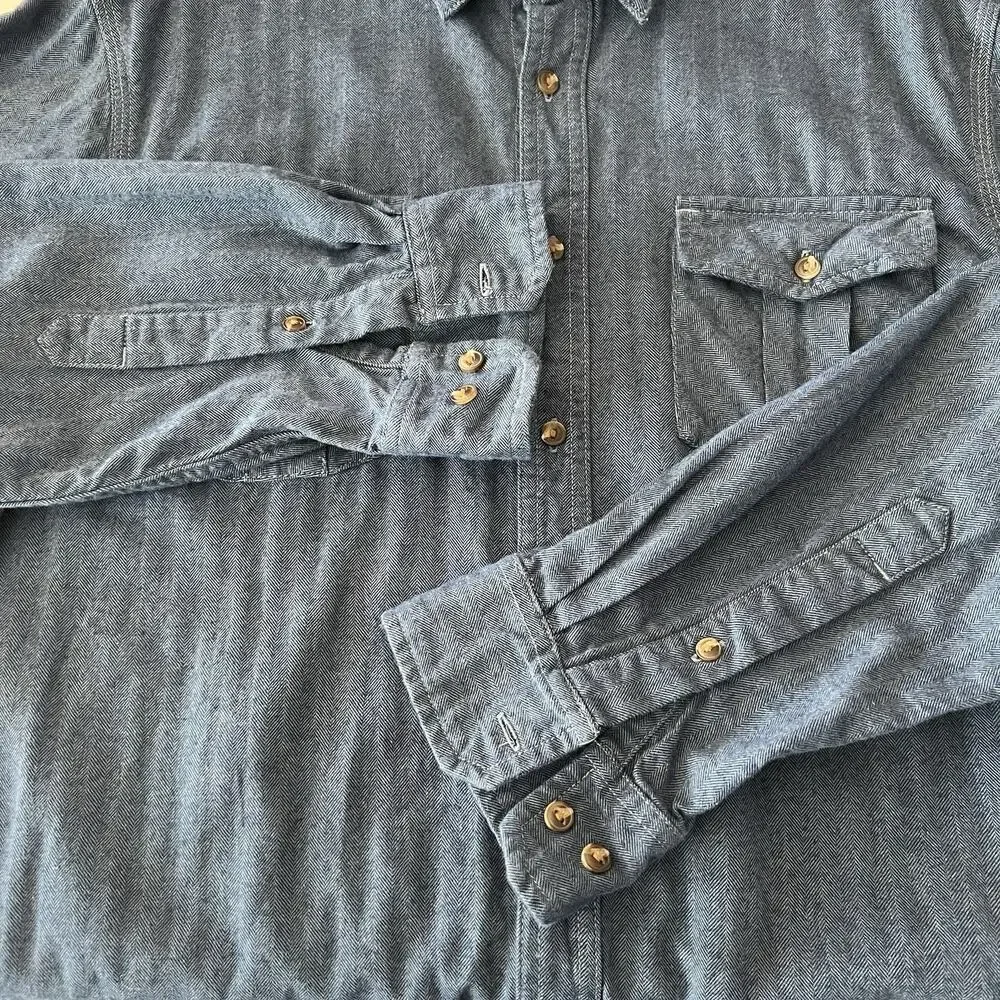 The North Face Shirt Mens Long Sleeve Pockets Button Front Western Cowboy Blue L